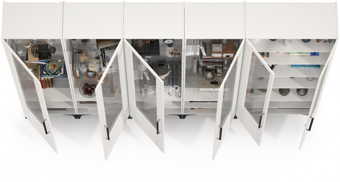 Валенсия Гостиная № 133, ЛДСП белый шагрень/МДФ белый шагрень