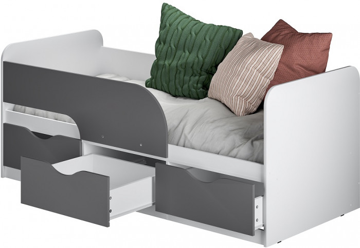 Кровать детская Стандарт КР-22 НЕВ, Белый, Серый
