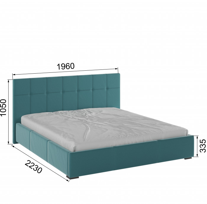 Рио Кровать интерьерная 180 бирюза квадрат, ПМ