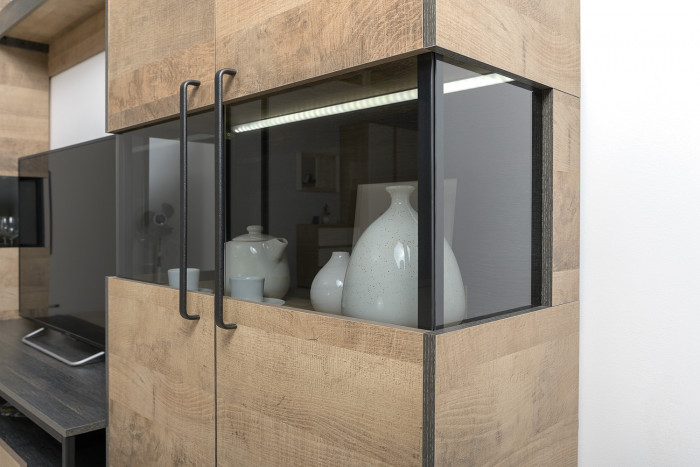 Трувор Гостиная 057, цвет дуб гранж песочный/интра, ШхГхВ 325,6х45,4х195 см., универсальная сборка