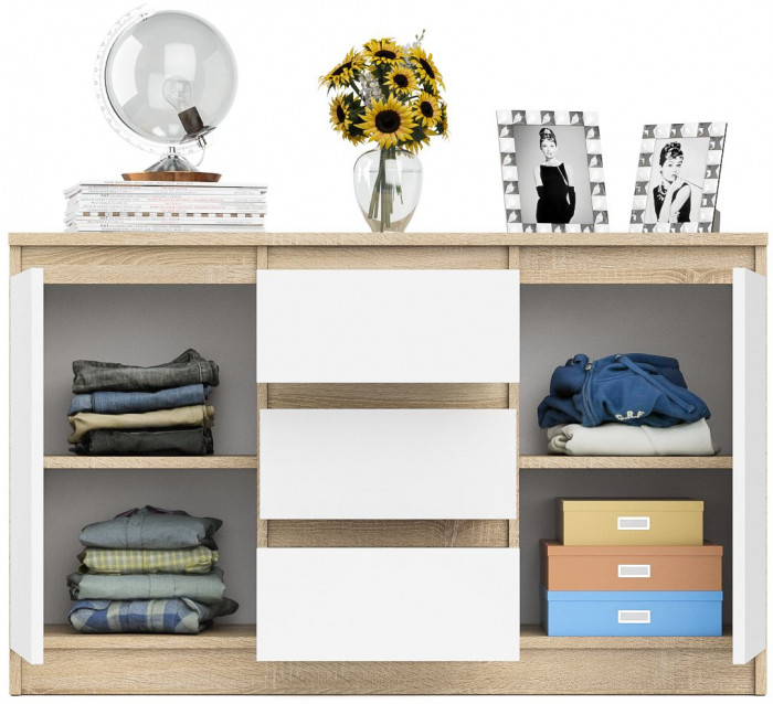 Мори Комод МК1200.3, дуб сонома/белый