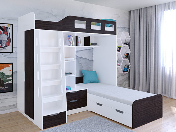 Кровать двухъярусная Астра 4  Белый/Венге