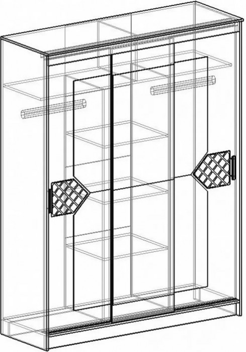 Николь Шкаф-купе 3, Ясень Шимо/Лиственница темная