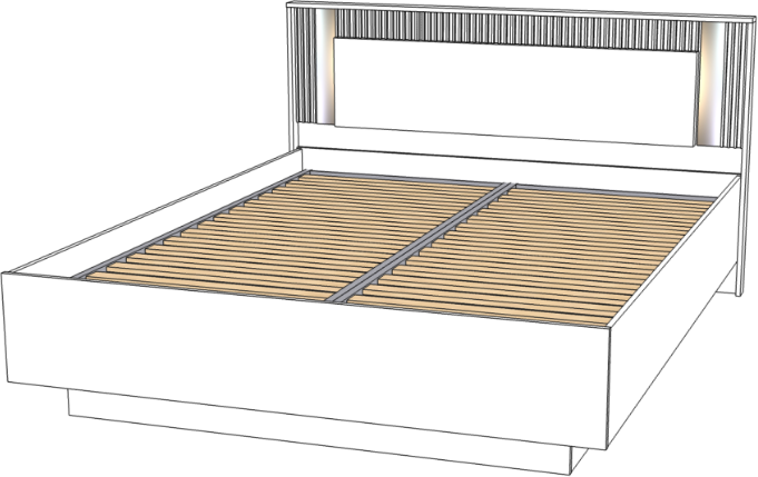 Кровать 160х200 "Харди" с подъемным механизмом - Белый текстурный/Ясень белый (зеркальн. вставки)