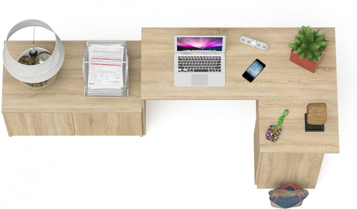 Мори компьютерный стол МС-16 правый + Тумба МА900.1, дуб сонома