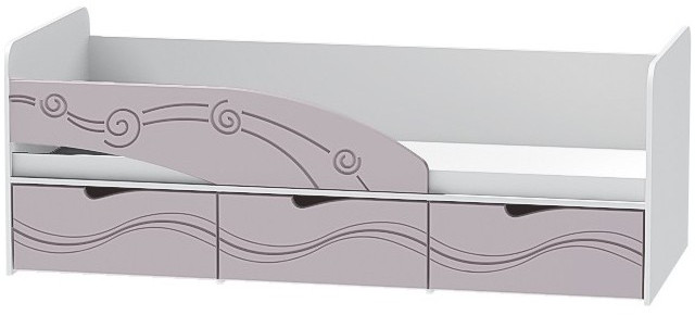 Детская кровать Бриз-3 80х190, волна (Ирис/Белый/Правый)