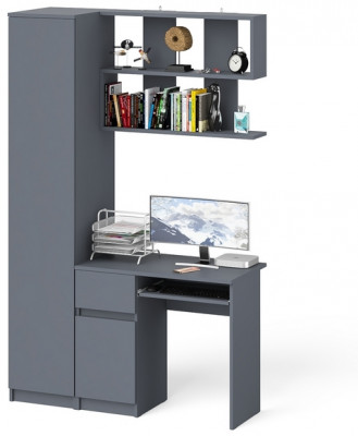 Мори компьютерный стол МС-1 левый + Пенал МШ400.1 + Полка 900, графит
