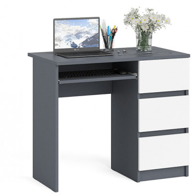 Мори компьютерный стол МС-6 правый, графит/белый