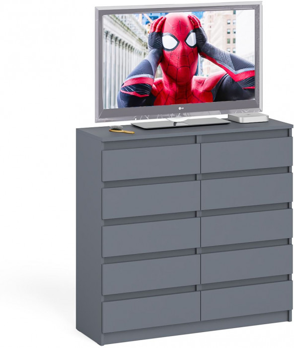 Мори Комод МК1200.10, цвет графит, ШхГхВ 120,4х41х115 см.