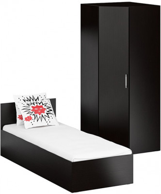 Кровать 0800 + Шкаф угловой Стандарт, цвет венге, ШхГхВ 83,5х203,5х70 + 81,2х81,2х200см., сп.м. 800х2000 мм., без матраса, основание есть