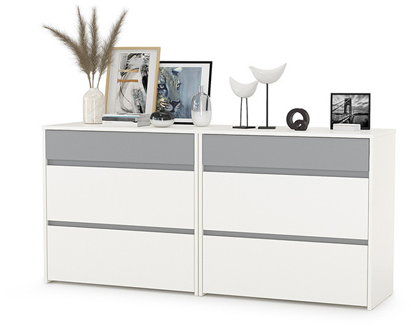Торонто 13.321 Комод + 13.321 Комод, белый шагрень/стальной серый