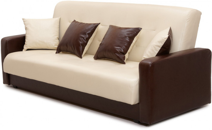 Диван-кровать Аккорд 120х190, книжка, пружинный блок, экокожа, цвет коричнево-бежевый