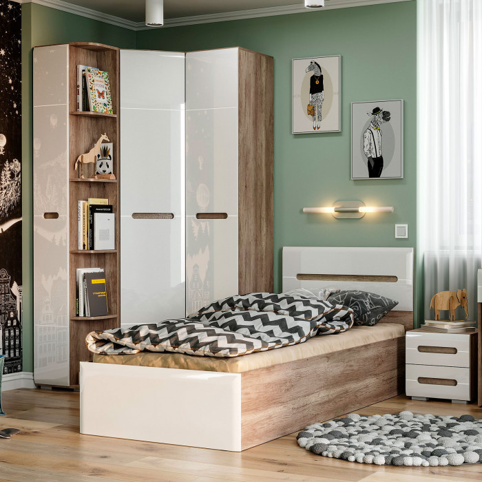 Спальня "Наоми" КР-12 дуб каньон/белый глянец МФ07