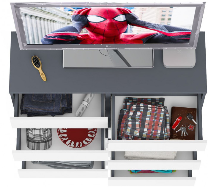 Мори Комод МК1200.10, цвет графит/белый, ШхГхВ 120,4х41х115 см.