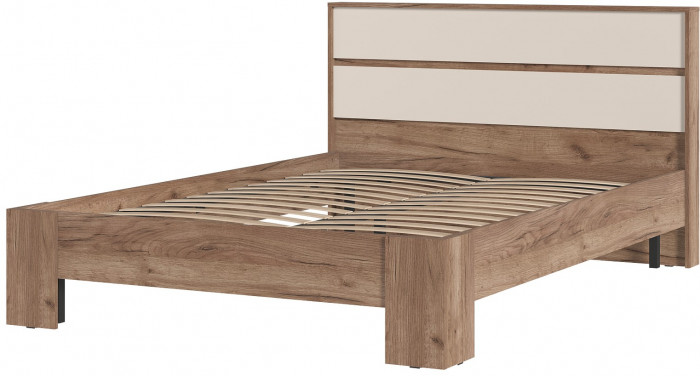 Хелен КР 02 Кровать 1.4х2.0 (1,470х0,928х2,114) кашемир/дуб крафт табачный