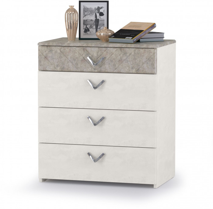 Амели Спальня № 8 Комод 13.106 + Стол туалетный + Зеркало + Шкаф 13.133 + Кровать 11.31 + под. ортопед + Тумбочка, 1600х2000 мм, б/м