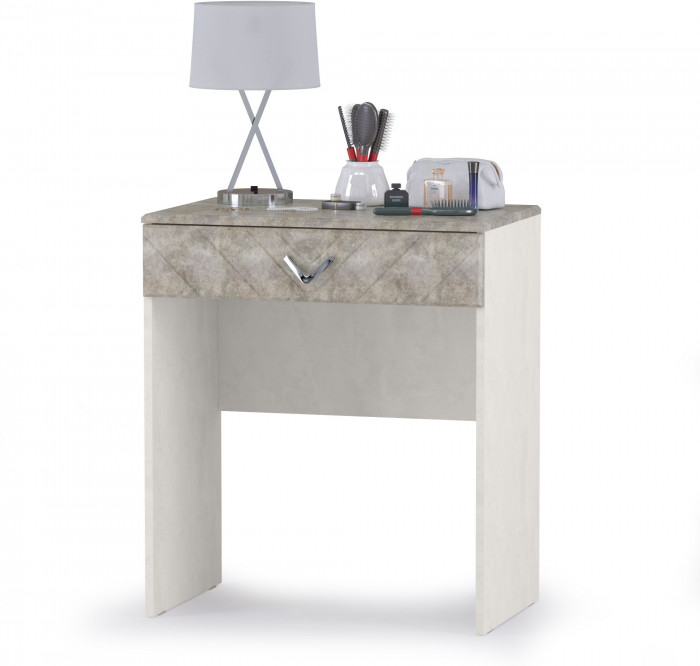 Амели Спальня № 8 Комод 13.106 + Стол туалетный + Зеркало + Шкаф 13.133 + Кровать 11.31 + под. ортопед + Тумбочка, 1600х2000 мм, б/м