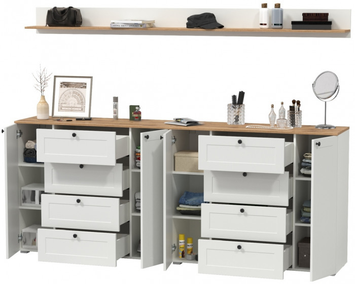 Остин Прихожая 69, белый шагрень/дуб крафт золотой