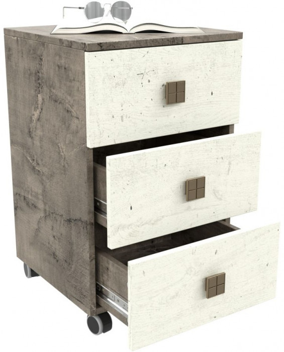 Тумба на колесиках с 3-мя ящиками "Лондон" - Ледяное дерево