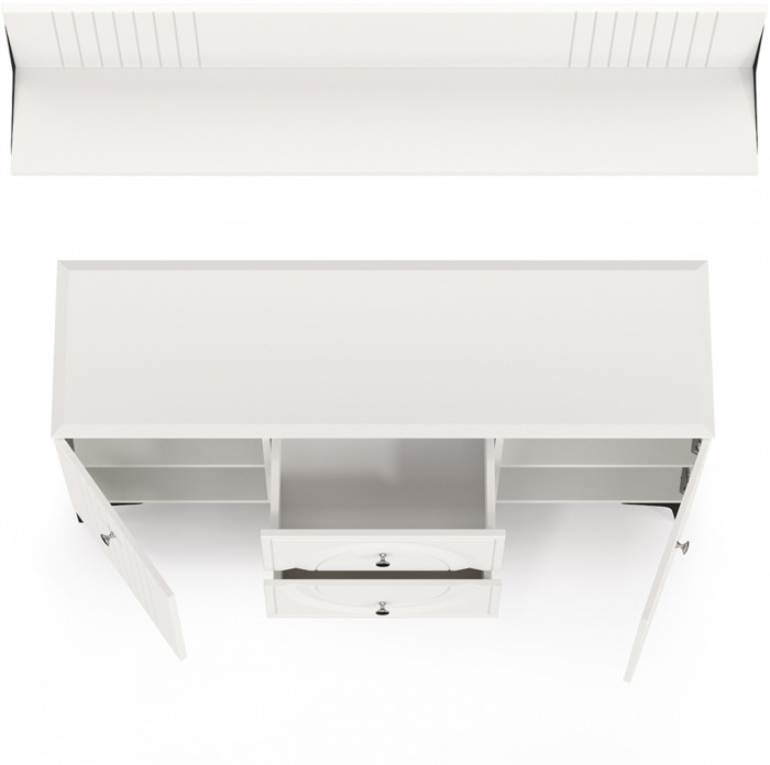 Валенсия Гостиная № 050, цвет ЛДСП белый шагрень/МДФ белый шагрень, ШхГхВ 133,1х38,3х180 см.