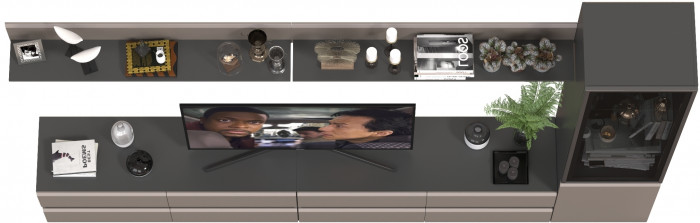 Сидней Комплектация № 102, цвет корпус: антрацит/фасады: МДФ веллюто капучино, ШхГхВ 309,8х41,3х205,2 см., универсальная сборка