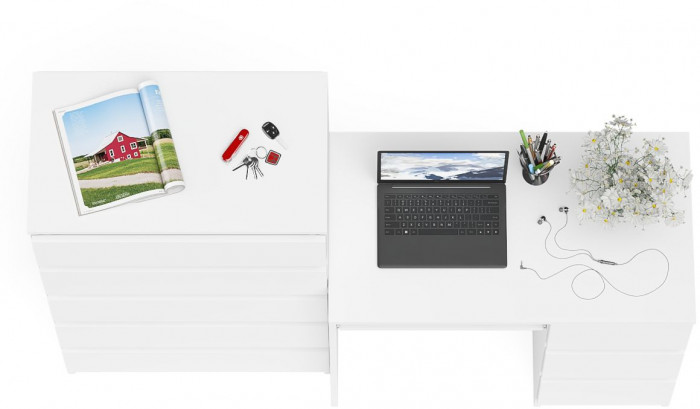 Мори Стол компьютерный МС-6 правый + Комод МК700.5, цвет белый, ШхГхВ 160,4х50х114 см., выдвижные ящики справа, НЕ универсальная сборка