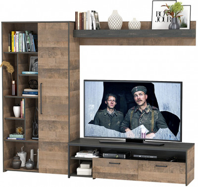 Трувор 13.70 Тумба под ТВ + 13.206 Шкаф-стеллаж + 15.60 Полка, дуб гранж песочный/интра