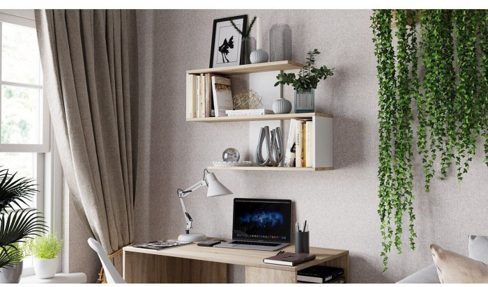 Даймонд Полка настенная Тип 1 (Дуб Сонома/Белый)