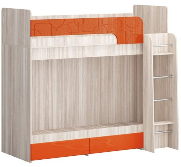 Двухъярусная кровать Бемби МДФ NEW, ясень (милк, Ясень шимо светлый)