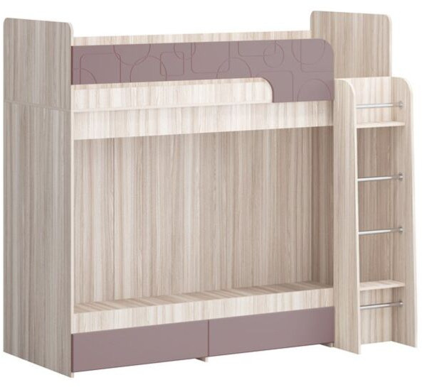 Двухъярусная кровать Бемби МДФ NEW, ясень (милк, Ясень шимо светлый)