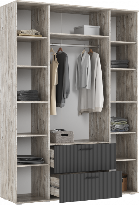 Сильвия Шкаф 4-х створчатый 1600, Браш Графит/Дуб Юкон