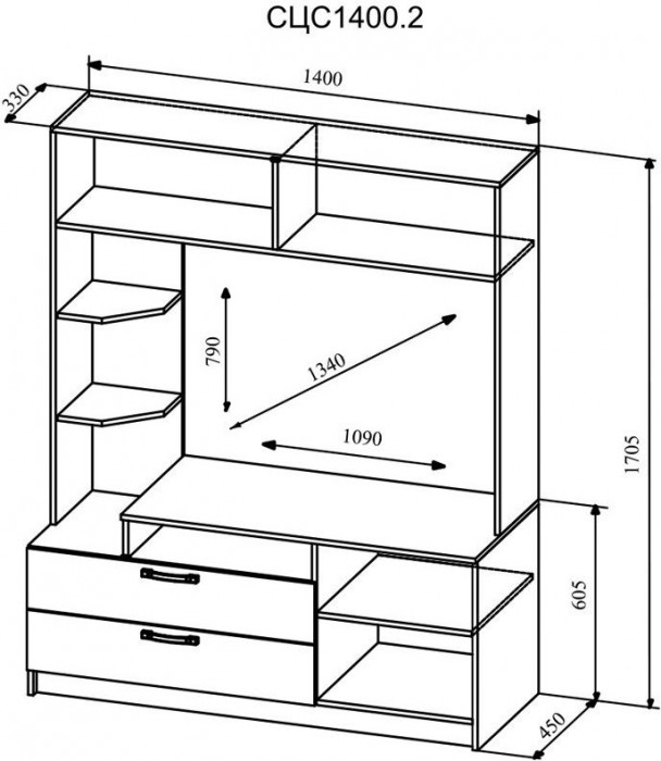 Модульная гостиная Софи, композиция 3, Белый глянец/Дуб Сонома
