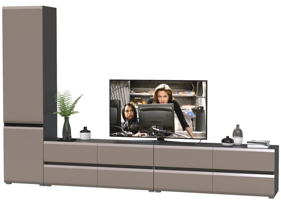 Сидней Комплектация № 127, цвет корпус: антрацит/фасады: МДФ веллюто капучино, ШхГхВ 309,8х41,3х205,2 см., универсальня сборка