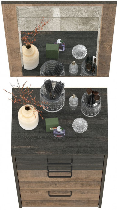 Трувор 13.241.06 Тумба для обуви + 15.30 Зеркало, цвет дуб гранж песочный/интра, ШхГхВ 50х37х195 см.