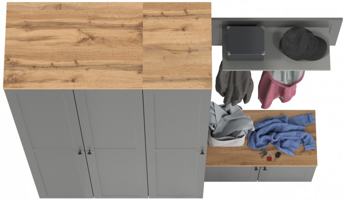 Остин Прихожая 43, цвет серый графит/дуб крафт золотой, ШхГхВ 200х54,3х229,6 см., универсальная сборка