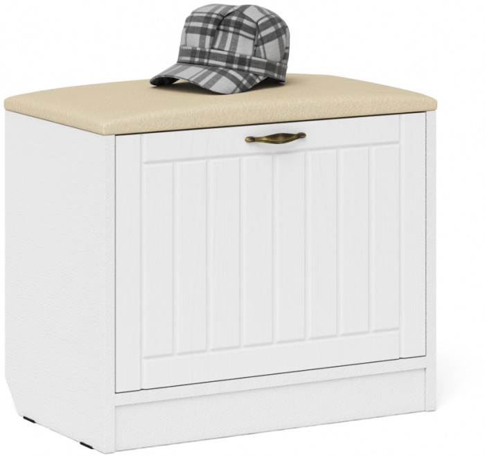 Прихожая П-6 Компоновка № 03, цвет белая шагрень/фасады МДФ белое дерево фрезеровка прованс, ШхГхВ 180х35х200 см., универсальная сборка