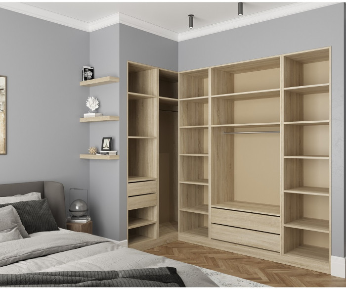 Гардеробная Рум. Комплект 3.1 без фасадов, дуб сонома