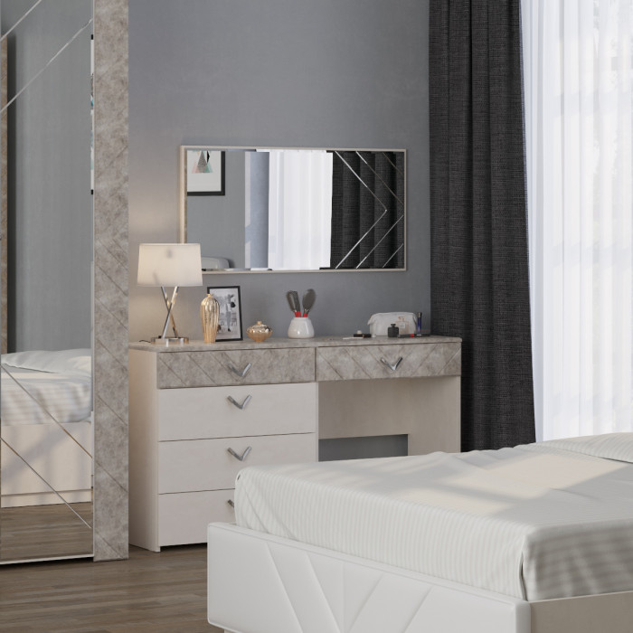 Амели Стол туалетный 12.48, цвет шёлковый камень/бетон чикаго беж, ШхГхВ 65х41х75 см.