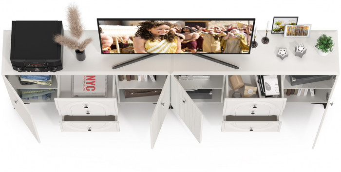 Валенсия Спальня 13.309 Комод + 13.309 Комод, ЛДСП белый шагрень/МДФ белый шагрень