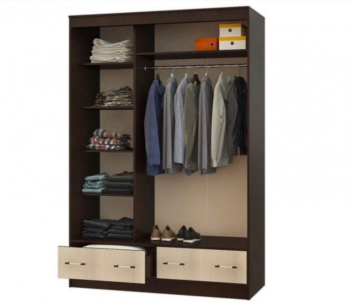 Шкаф-купе "Модерн-2" 1,65м (1650х2220х610) венге/лоредо