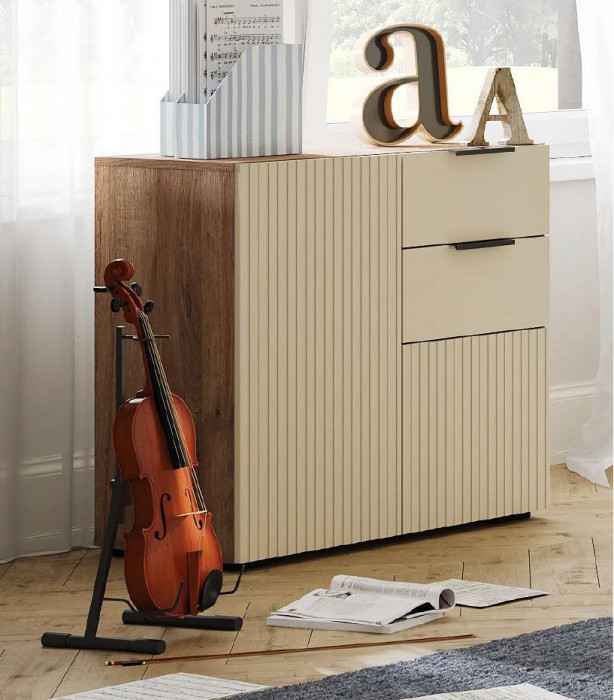 СОНАТА КМ 02 Комод 800 (800х760х400) Фасад МДФ МОНО КЕРАМИКА/Корпус ДУБ КРАФТ ТАБАЧНЫЙ