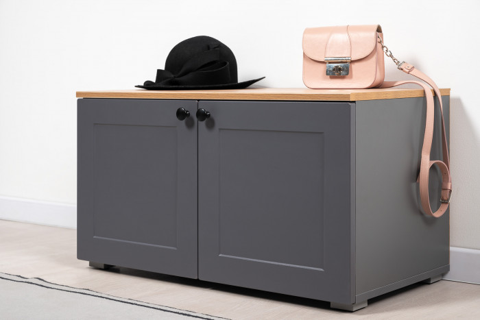 Остин Прихожая 44, цвет серый графит/дуб крафт золотой, ШхГхВ 160х41,9х210 см., универсальная сборка