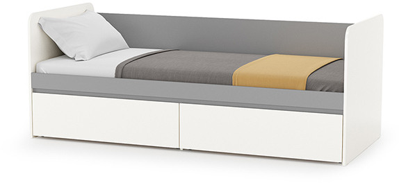 Торонто 11.39 Кровать, цвет белый шагрень/стальной серый, ШхГхВ 194х84,4х75,4 см., сп. м. 800х1900 мм., б/м, основание есть, макс. нагрузка 80 кг.