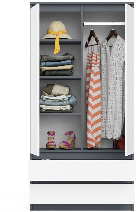 Мори Шкаф МШ900.1, цвет графит/белый, ШхГхВ 90,4х50,4х179,6 см.