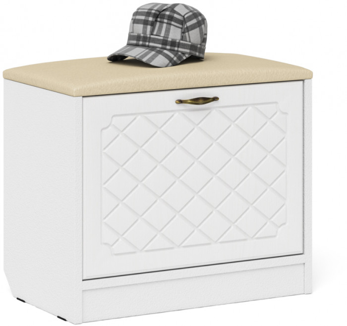 Прихожая П-6 Компоновка № 20, цвет белая шагрень/фасады МДФ белое дерево фрезеровка ромб, ШхГхВ 90х35х210 см., универсальная сборка