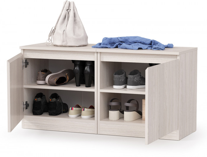 КР100 Ника прихожая 13.248 Тумба + 13.248 Тумба, цвет ясень анкор светлый, ШхГхВ 107,6х38,1х53,9 см., универсальная сборка