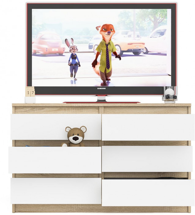 Мори Комод МК1200.6, дуб сонома/белый