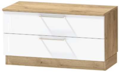 Тумба-5 прикроватная напольная "Иннэс-7", Крафт золотой/Белый глянец