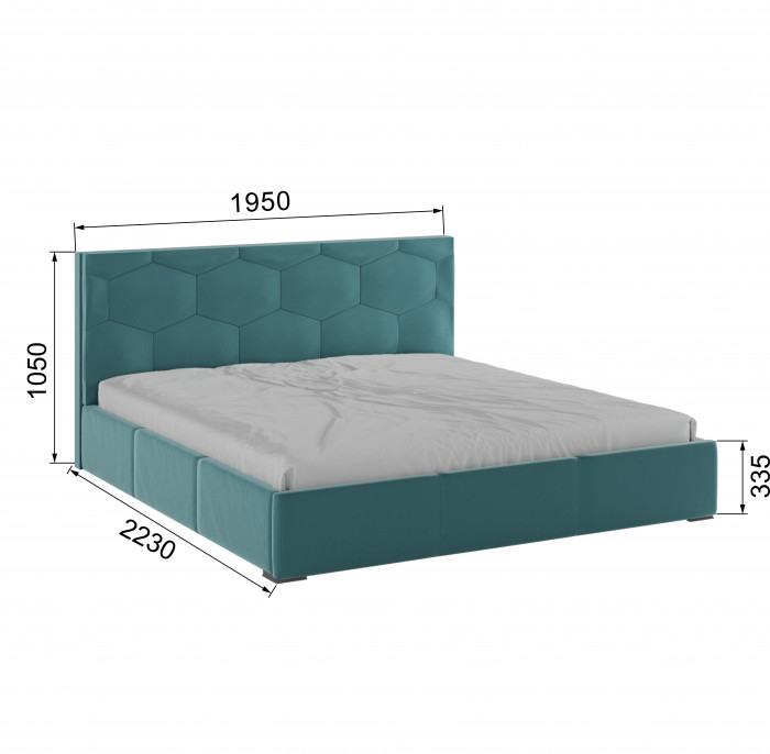 Манука Кровать интерьерная 180 бирюза, ортопед