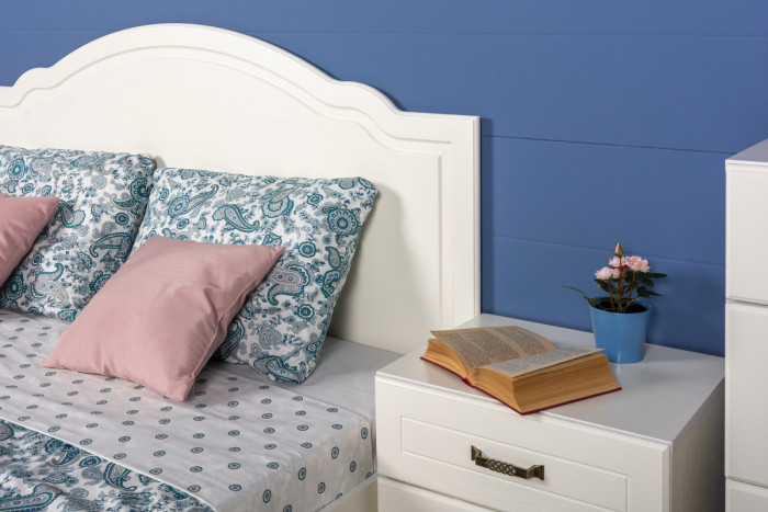 Ливерпуль Кровать 11.08 + осн. + ножки + две Тумбы 08.146 + две 10.117, ясень ваниль/белый